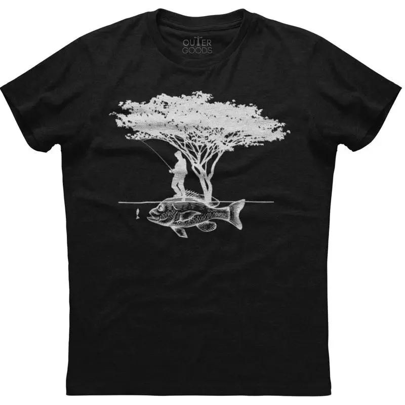 Fishing Hook - Kaos Katun Hitam Pria Motif Memancing