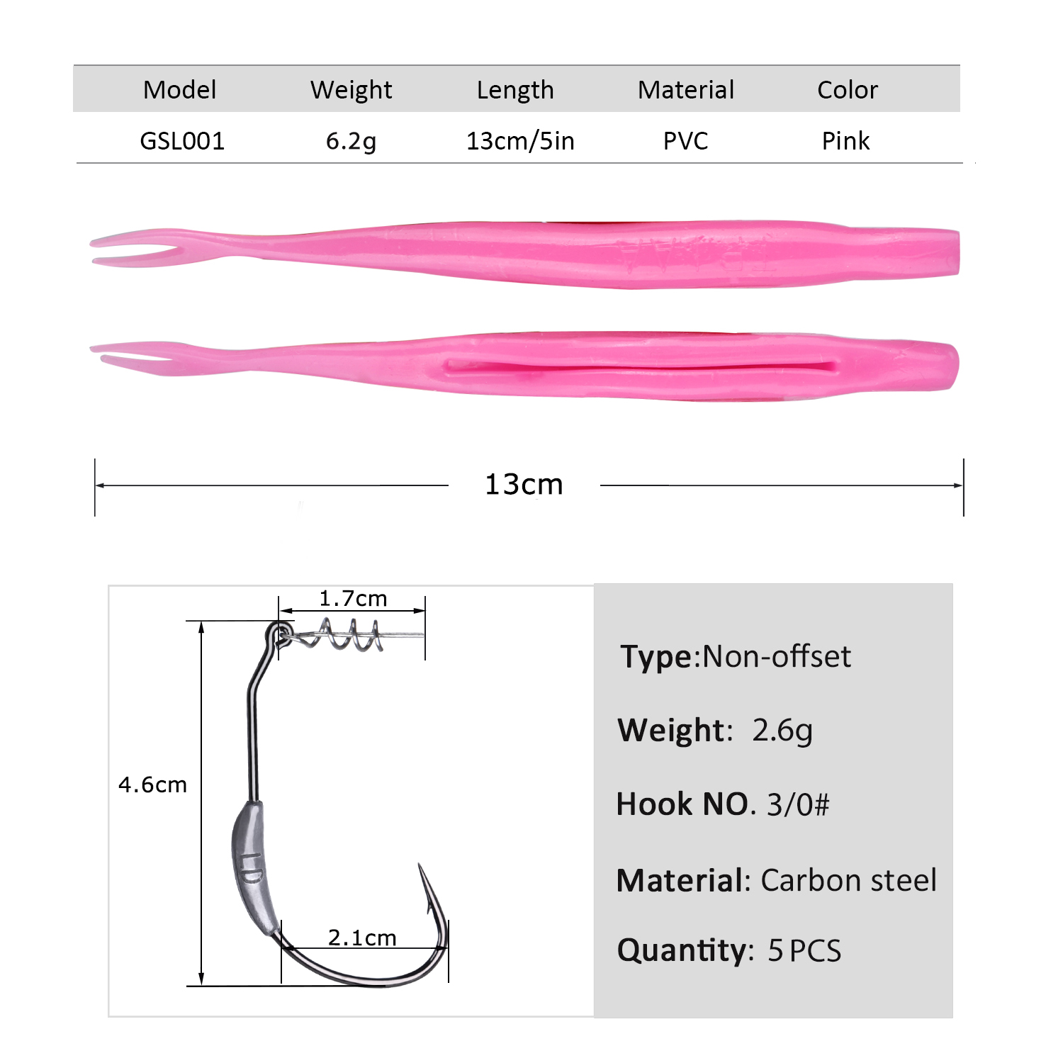 Fishing Hook Weedless - Goture 5pcs Umpan Pancing Lunak Weedless