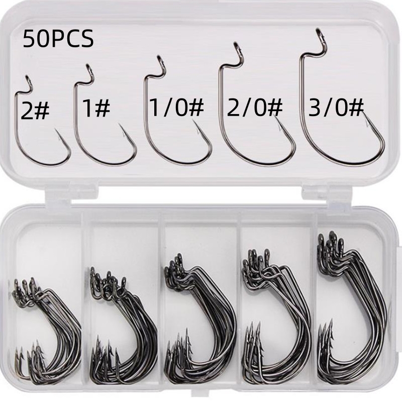Fishing Hook Jig - 50Pcs/Kotak Kail Pancing Baja Karbon Tinggi